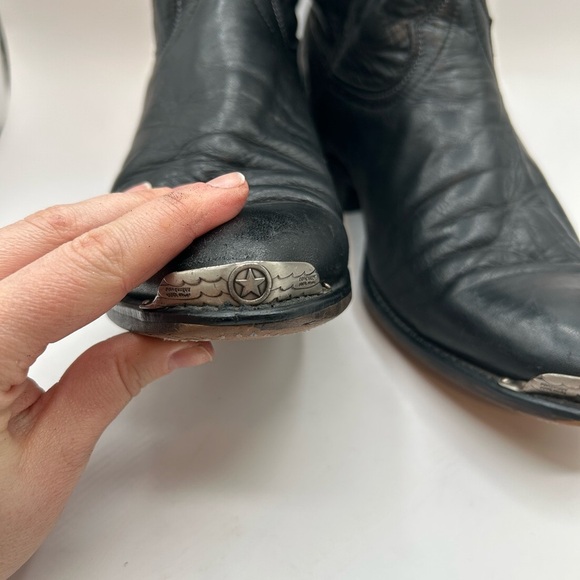 Code West women’s black Leather Cowgirl boots Toe Guard 9.5 D USA Vintage - Picture 5 of 16